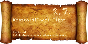 Kosztolánczi Tibor névjegykártya